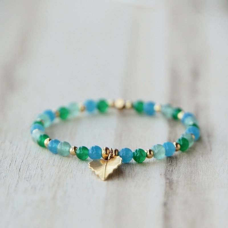 ITS-868 [natural stone series, wilderness] blue agate / green Aventurine / jade / copper plated bracelet. - Bracelets - Other Materials Green