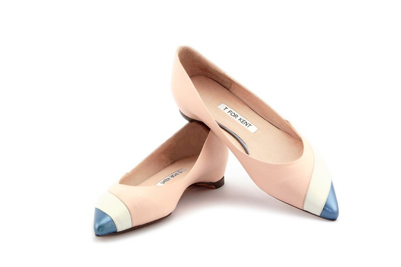 T FOR KENT BLOSSOM  flats (White Pink) - Women's Leather Shoes - Genuine Leather Pink