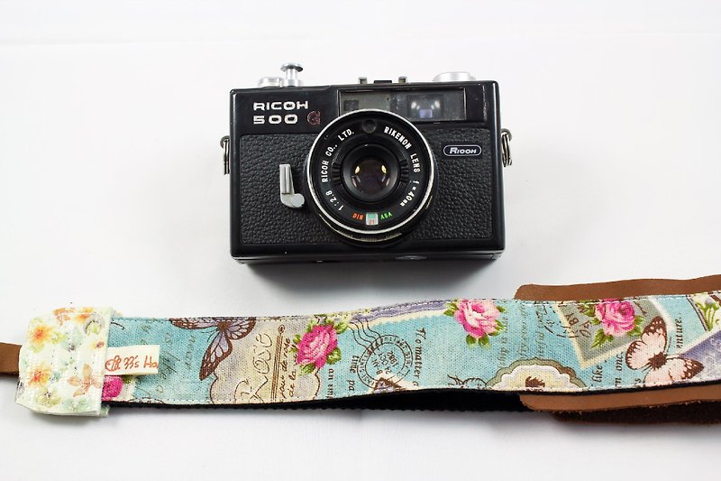 Hand-made monocular. Class monocular decompression camera strap. Camera strap---butterfly retro postmark - Camera Straps & Stands - Cotton & Hemp Blue