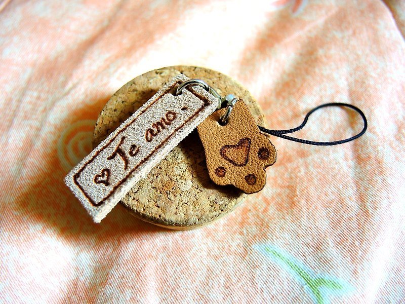 Te amo Confessions of Love Charm Strap - Charms - Genuine Leather Brown
