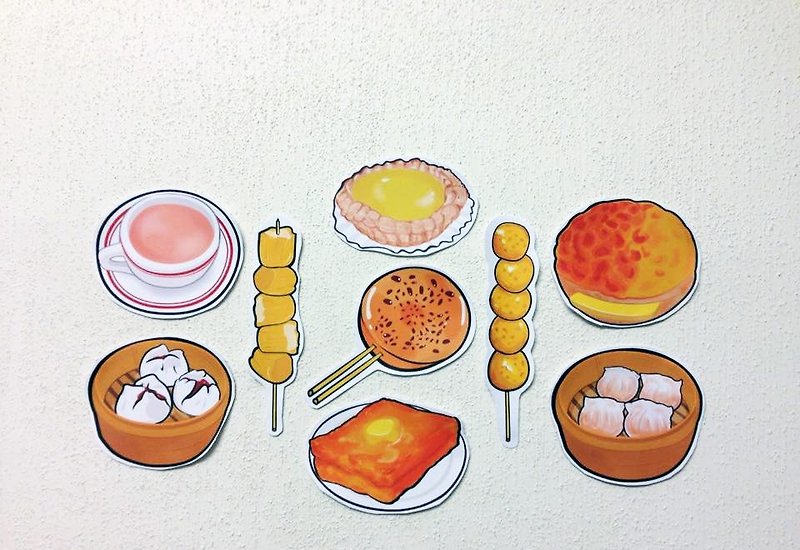 Hong Kong Gourmet Sticker set - สติกเกอร์ - วัสดุอื่นๆ ขาว