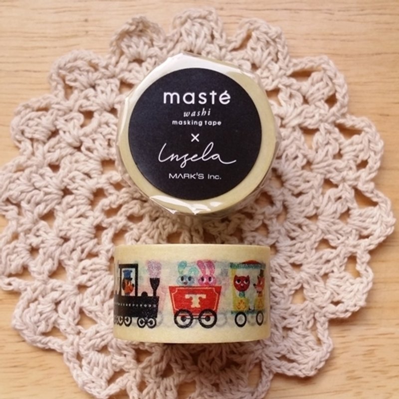 maste 和紙膠帶 COLLABO 聯名系列【Ingela Arrhenius 火車 (MST-MKT24-IV)】 - 紙膠帶 - 紙 多色