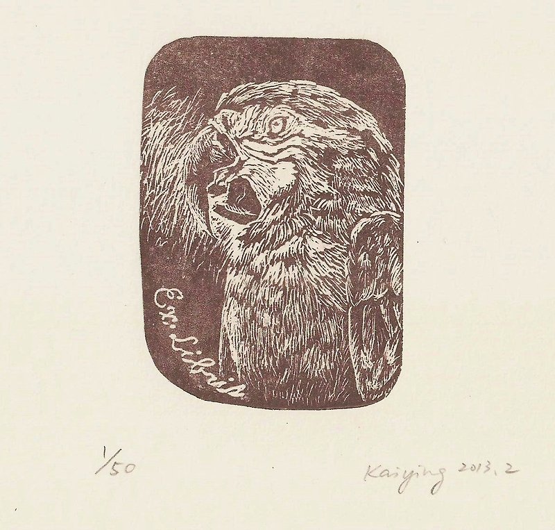 Macaw Book Ticket-Original Prints - โปสเตอร์ - กระดาษ สีดำ