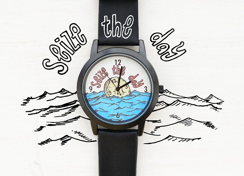 WenTi  - 古典的なイラストの表は、「日をつかめ」 - 腕時計 - 金属 