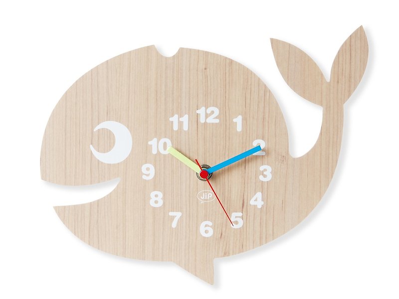 J.I.P., wall clock Whale MDF wood veneer 小鯨魚掛鐘 - 時鐘/鬧鐘 - 木頭 咖啡色