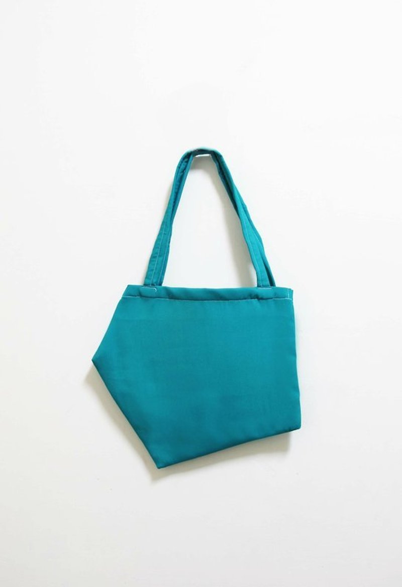 【Wahr】藍綠色五角  手提袋/肩背包 - กระเป๋าแมสเซนเจอร์ - วัสดุอื่นๆ สีน้ำเงิน