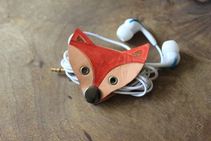 Cute Fox Leather Headphone Hub (Gifts for Holidays and Birthdays) - Cable Organizers - Genuine Leather 