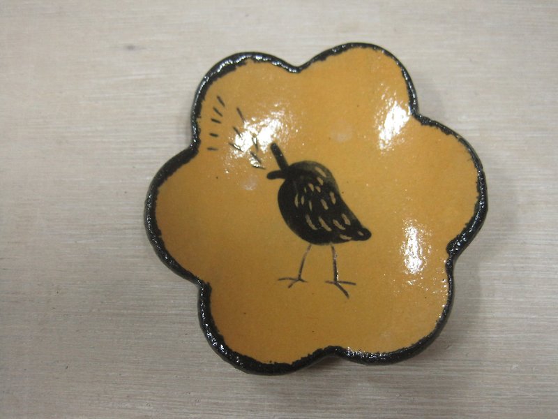 DoDo 手作りのささやき アニマルシルエットシリーズ 鳥花皿（スカイブルー） - 小皿 - 陶器 オレンジ