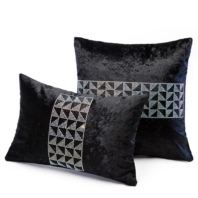 【GFSD】Rhinestone Boutique-Romantic Series Pillow-Geometric Check (a set of two) - หมอน - วัสดุอื่นๆ สีดำ