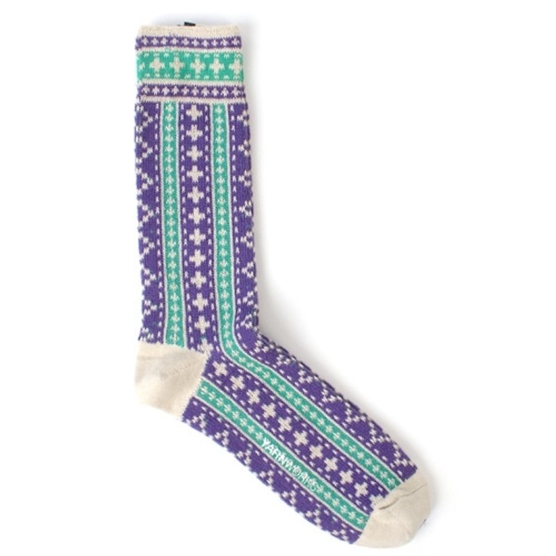 其他材質 襪子 紫色 - 女孩寓所 :: 韓國襪子品牌YARN-WORKS– 北歐十字紋粗織厚襪