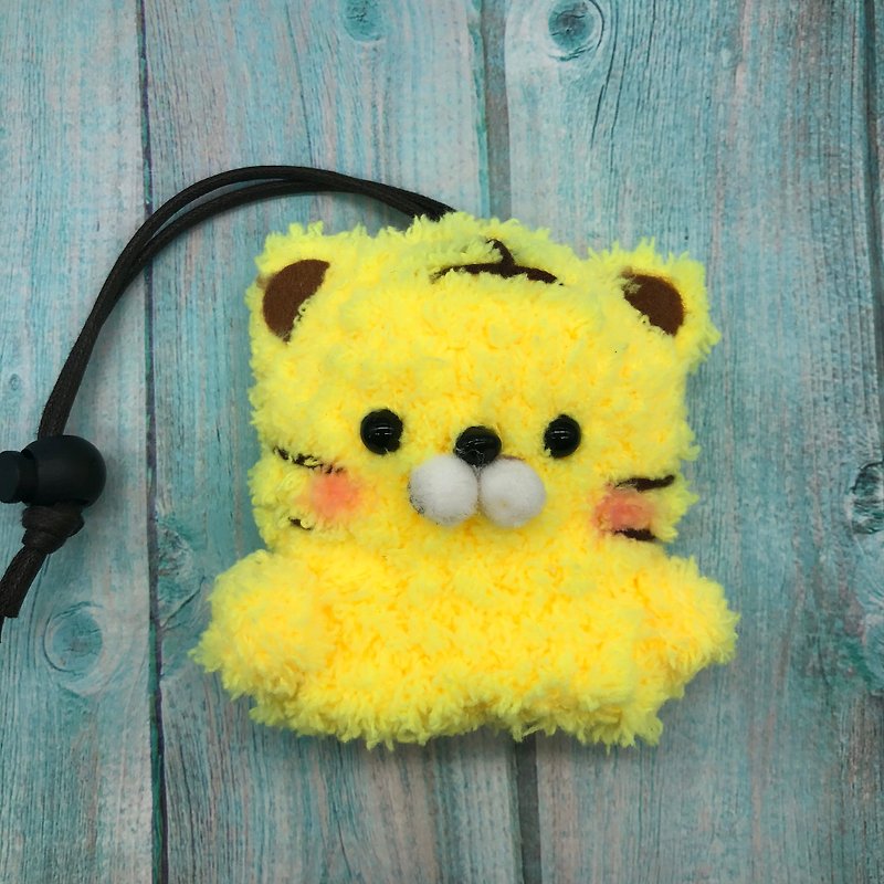 Tiger four sizes knitted wool key case key storage key case - Keychains - Other Man-Made Fibers Yellow