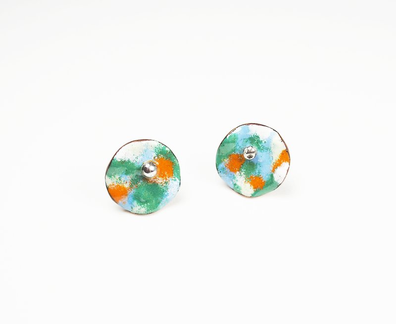 HinduLotus II Spring Lotus Enamel Earrings (New Color of Monet Garden) - Earrings & Clip-ons - Other Metals Green