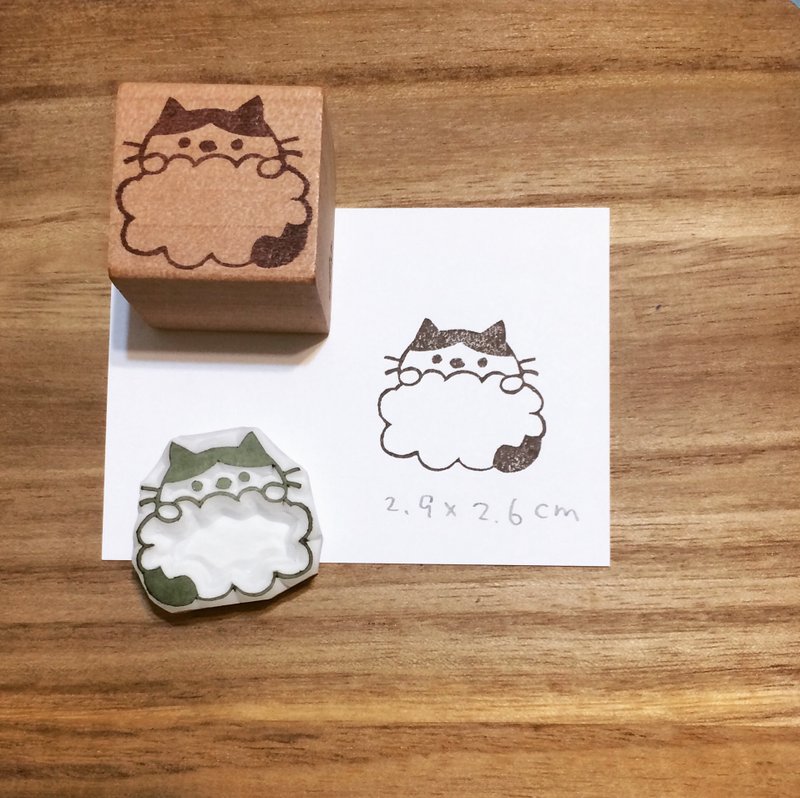 雲朵賓士貓貓 - 印章/印台 - 橡膠 白色