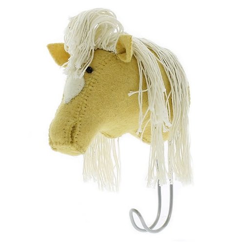 英國Fiona Walker England動物頭壁飾 英國 羊毛氈帕拉米諾馬掛勾Big Single Head Hook Palomino Horse