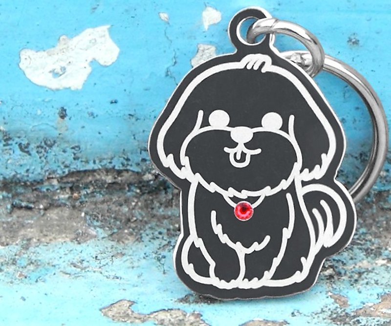 [Shih Tzu] Exclusive to "Dog Shape"-Custom Brand (6 Color Diamonds) ◆Cute x Anti-lost ◆ - Collars & Leashes - Other Metals 