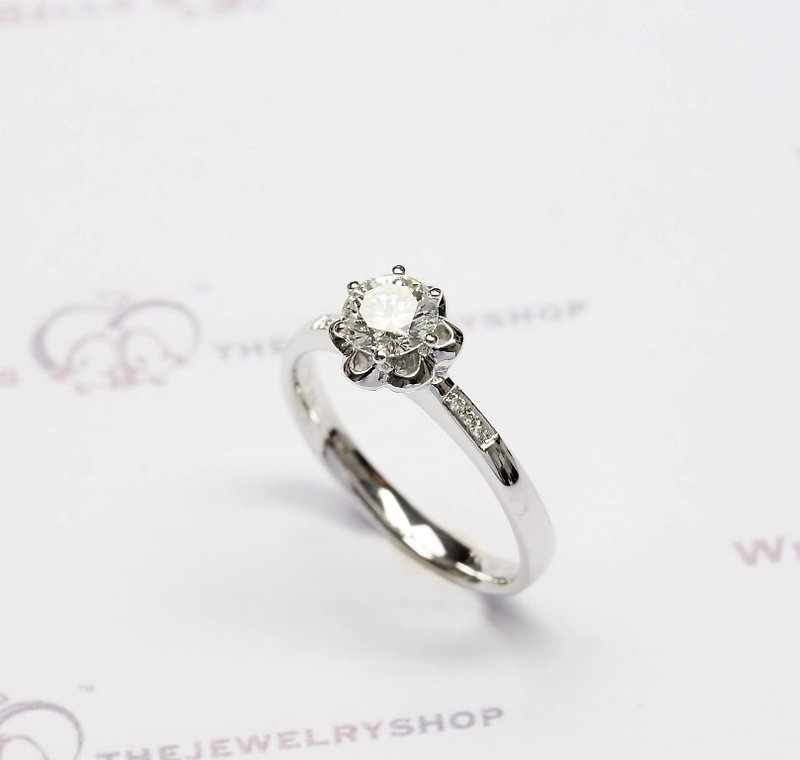 18K白金 6 爪鑲單顆圓半卡拉 鑽石介指 / 優雅花園系列  (免運費) - 戒指 - 鑽石 白色