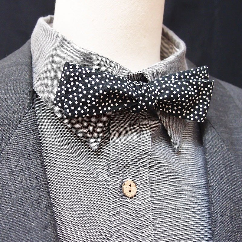 經典黑白點印花 黑領結 Bowtie - 領帶/領帶夾 - 其他材質 黑色