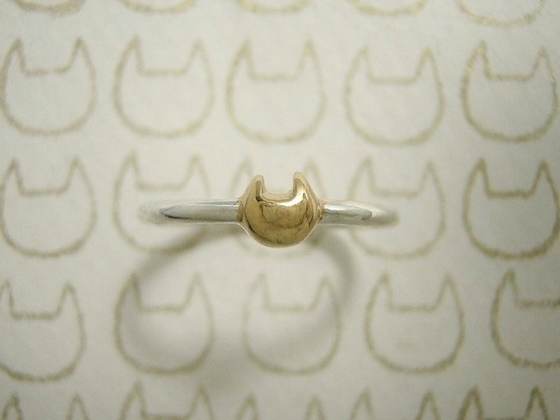 miaow icon ring K18GP ( cat gold plated silver ring 貓 猫 指杯 镀金物 銀 ) - 戒指 - 其他金屬 黃色