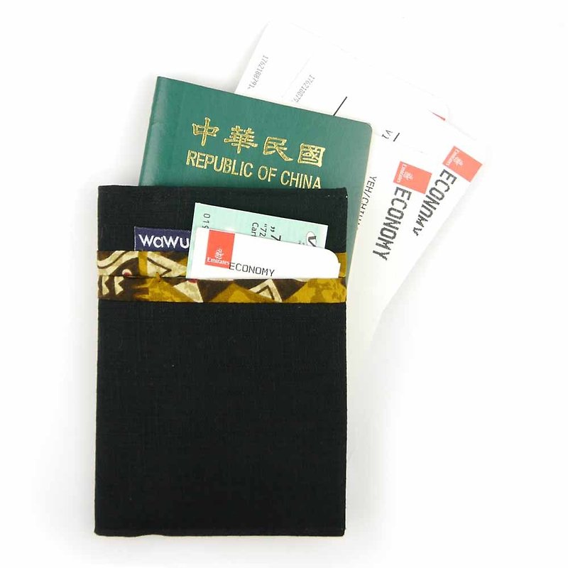 Passport Case (black) - ที่เก็บพาสปอร์ต - ผ้าฝ้าย/ผ้าลินิน สีดำ