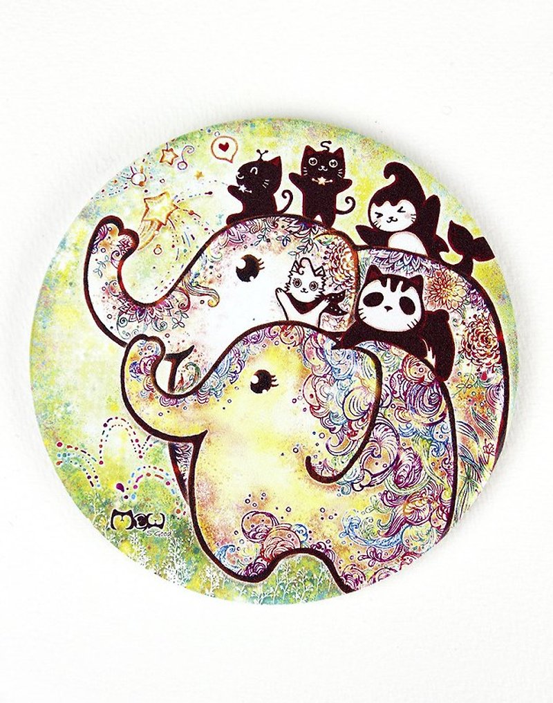 Good hand painted ceramic water coaster ~ elephant blossom - Coasters - Other Materials Yellow