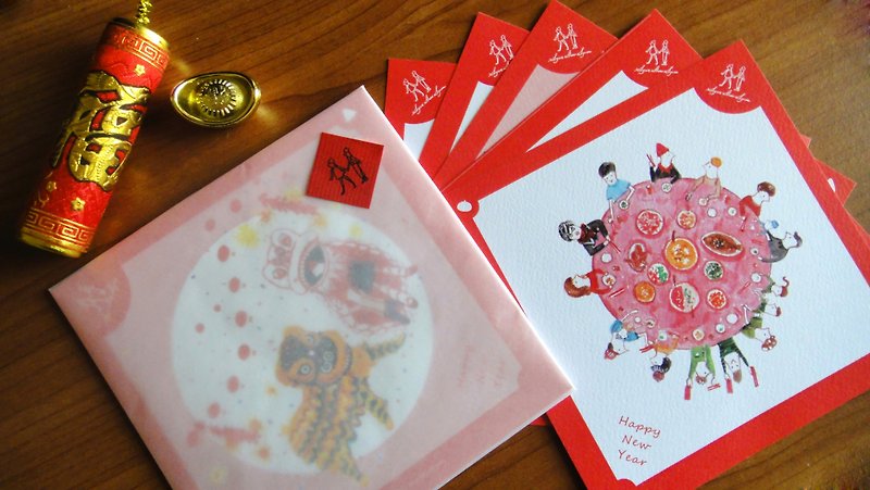 ┇ Xue delicate child Spring Series couplets square postcard / card kit ┇ - การ์ด/โปสการ์ด - กระดาษ สีแดง