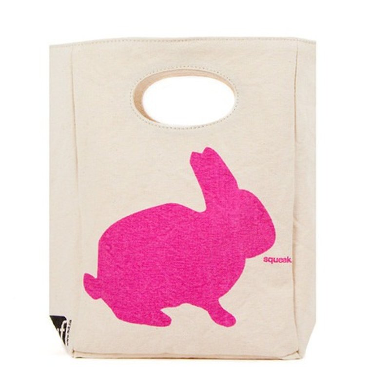 fluf Canada naughty little rabbit with handbag - กระเป๋าถือ - ผ้าฝ้าย/ผ้าลินิน สึชมพู