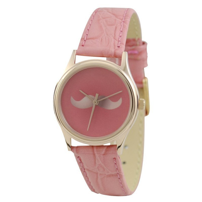 Ladies Moustache Watch (Rose gold/Pink) - นาฬิกาผู้ชาย - โลหะ สึชมพู