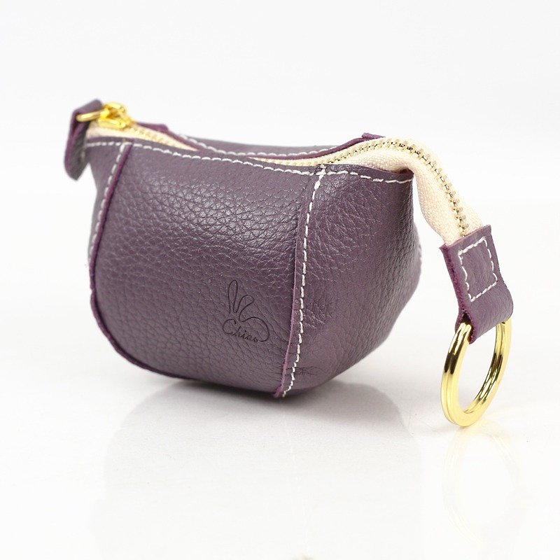 Limited-time discounts, whatever you want to look at, coin purse/leather (mystery purple) - กระเป๋าใส่เหรียญ - หนังแท้ สีม่วง