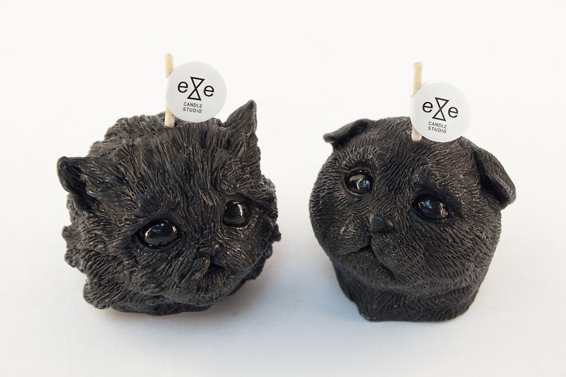 Eye Kitten Candle Set - Black - เทียน/เชิงเทียน - ขี้ผึ้ง สีดำ