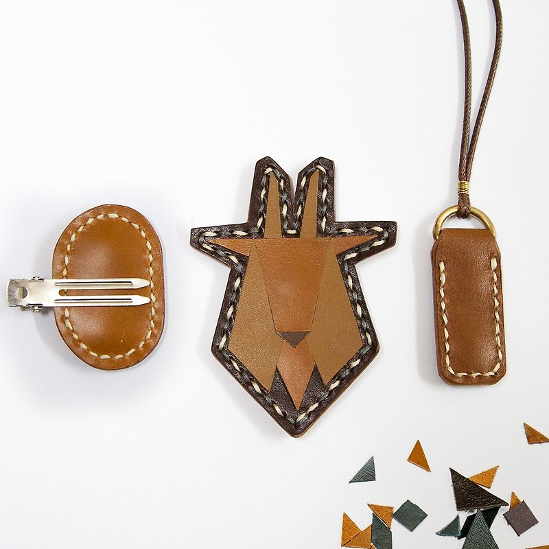 <2ways Series> Genuine Leather necklace or clips - Goat - Necklaces - Genuine Leather 