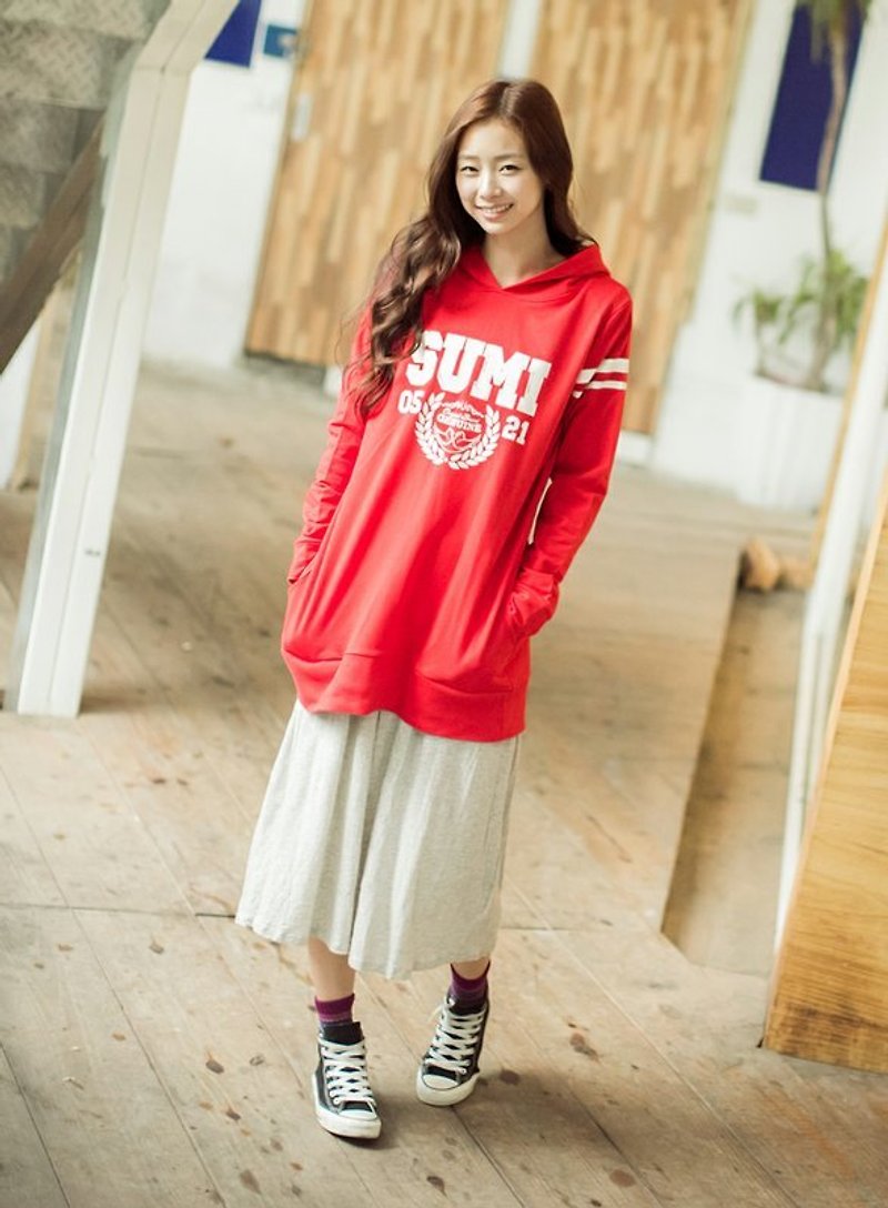 SUMI △ classic little velvet hoodie ▽ 2AF017_ Red / White - เสื้อแจ็คเก็ต - ผ้าฝ้าย/ผ้าลินิน สีแดง