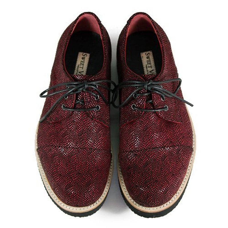 Hazel M1126B Burgundy leather sneakers - 女款皮鞋 - 真皮 紅色