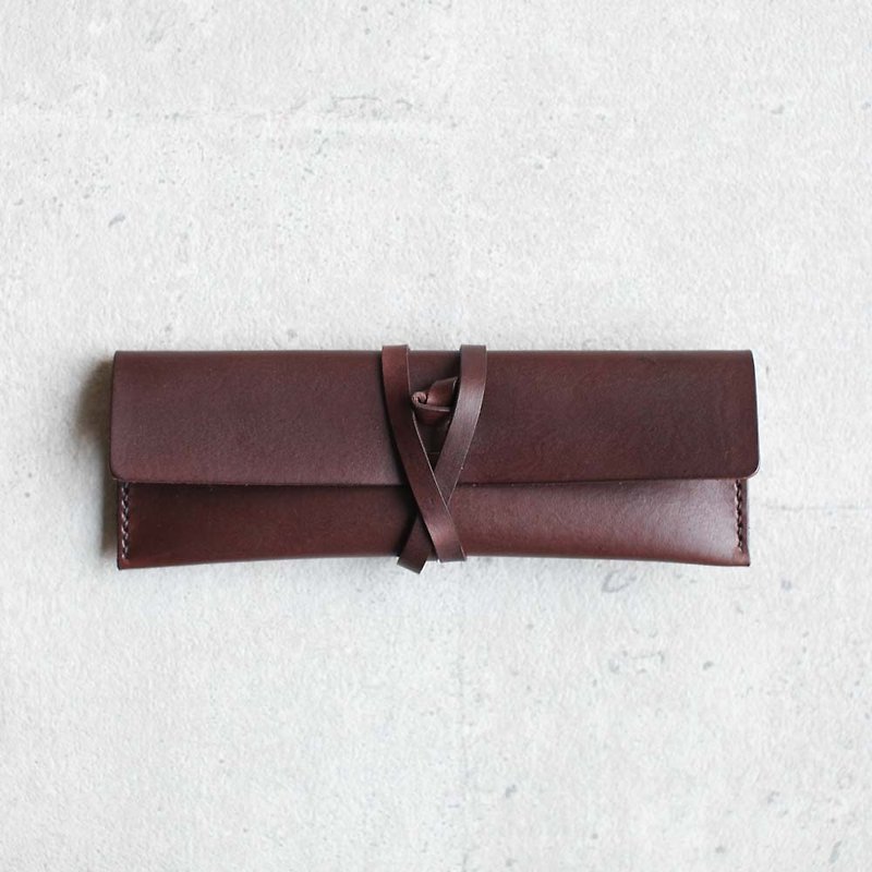 Dark Brown leather Pencil Case/Pen Pouch - Pencil Cases - Genuine Leather Brown