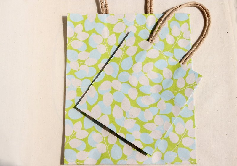 再生紙小提袋 - 綠葉 - 禮物盒/包裝盒 - 紙 綠色