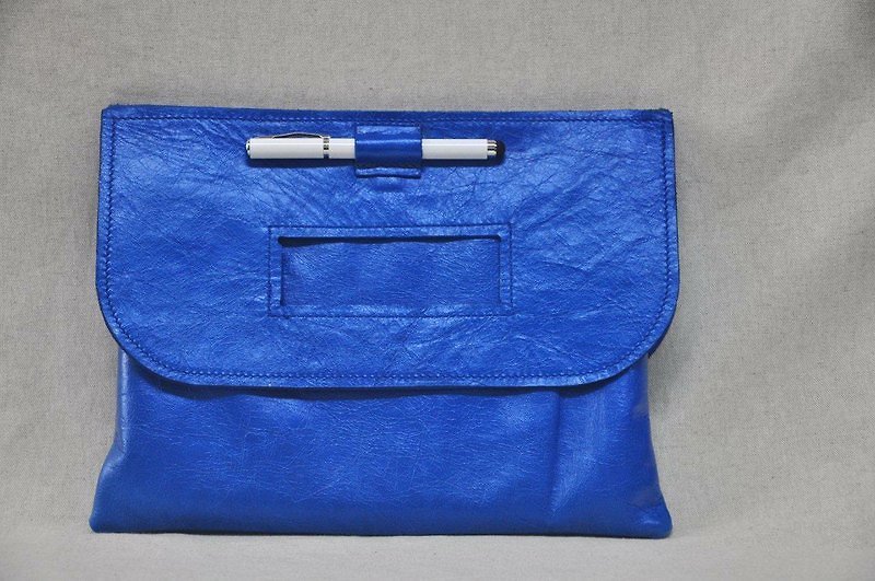 Lady's love matching bag - กระเป๋าแล็ปท็อป - หนังแท้ สีน้ำเงิน