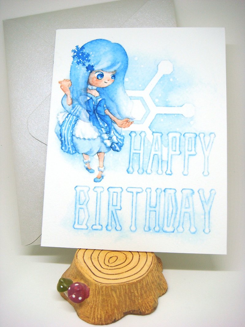【Pin】Snow Fairy│Print│Birthday card with envelope at your choice - การ์ด/โปสการ์ด - กระดาษ สีน้ำเงิน