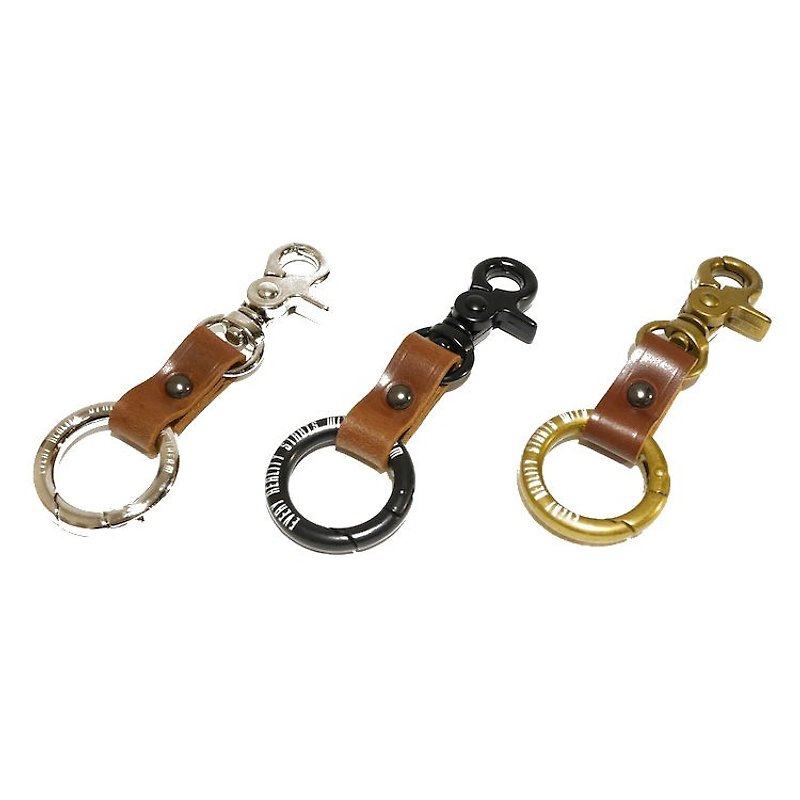 Criket leather key ring - coffee orange melon grain leather - Keychains - Genuine Leather Brown
