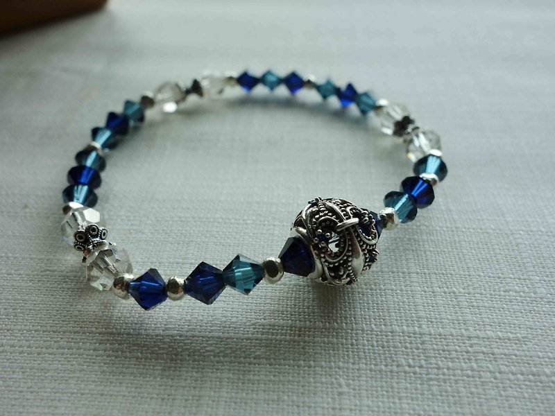 ~ M + Bear ~ Iris Iris 925 fine sterling silver swarovski crystal bracelet - Bracelets - Other Metals Blue