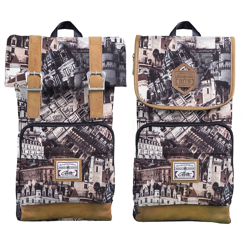 RITE twin package ║ flight bag x vintage bag (M) - City mark White ║ - กระเป๋าแมสเซนเจอร์ - วัสดุกันนำ้ สีเหลือง