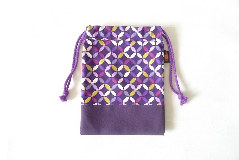 ✎ Japanese pattern totem | Drawstring / 3C bag / Universal Bag | purple | Small - Toiletry Bags & Pouches - Other Materials 