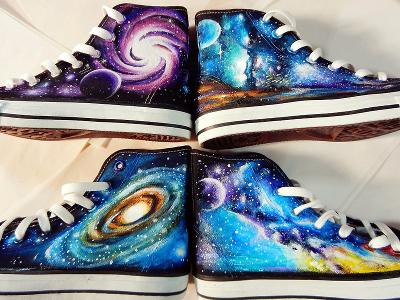 god leading hand-made - Hand-painted shoes] [color cosmos depiction Galaxy Draws hand wa ki ma si Use MIT in Taiwan Fu licensing - Women's Casual Shoes - Other Materials Multicolor