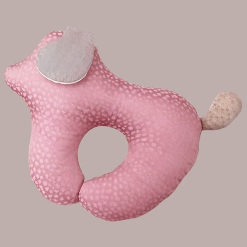 KAKIBABY Patented Natural Persimmon Dyed Fabric-Cute Puppy (Red) Multifunctional Pillow - ของขวัญวันครบรอบ - ผ้าฝ้าย/ผ้าลินิน สึชมพู