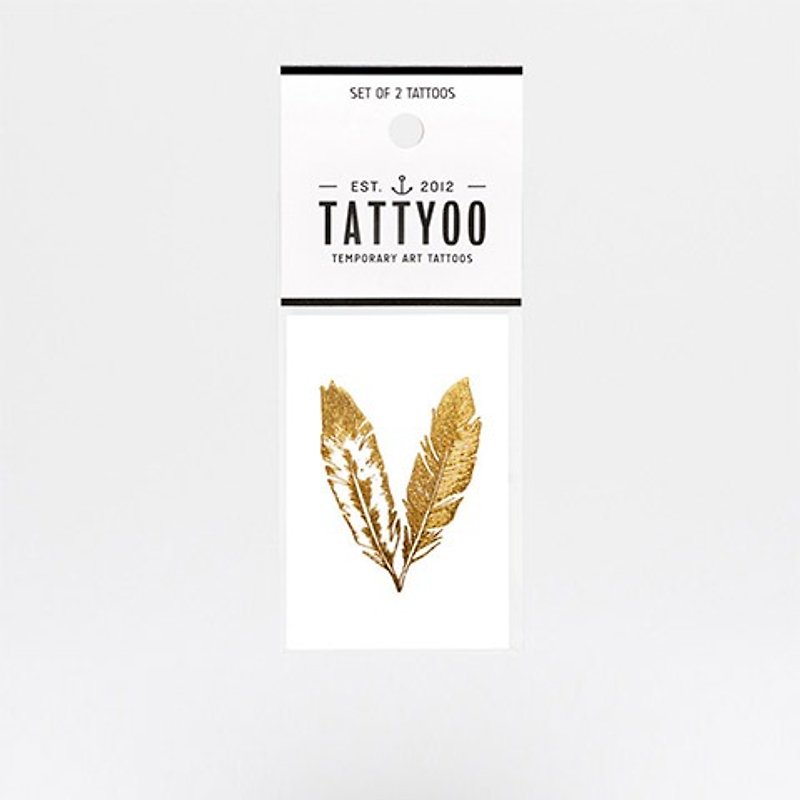 Golden Feather Tattoo Tattoo Sticker | TATTYOO - Temporary Tattoos - Paper Gold