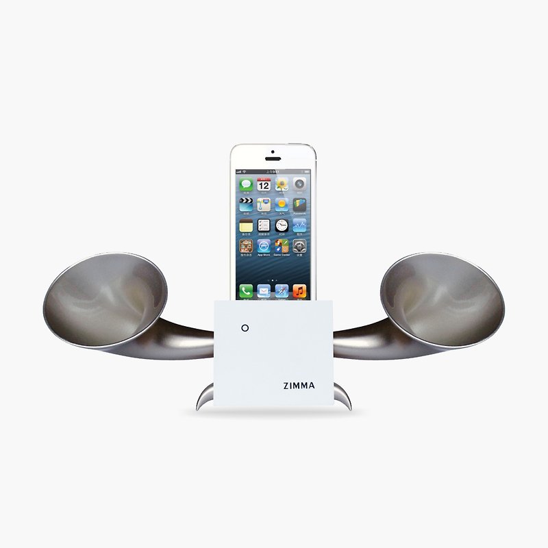 百貨福利品!ZIMMA-立體雙聲道擴音器雪白(兩色)iPhone SE以下機種 - 藍牙喇叭/音響 - 木頭 白色