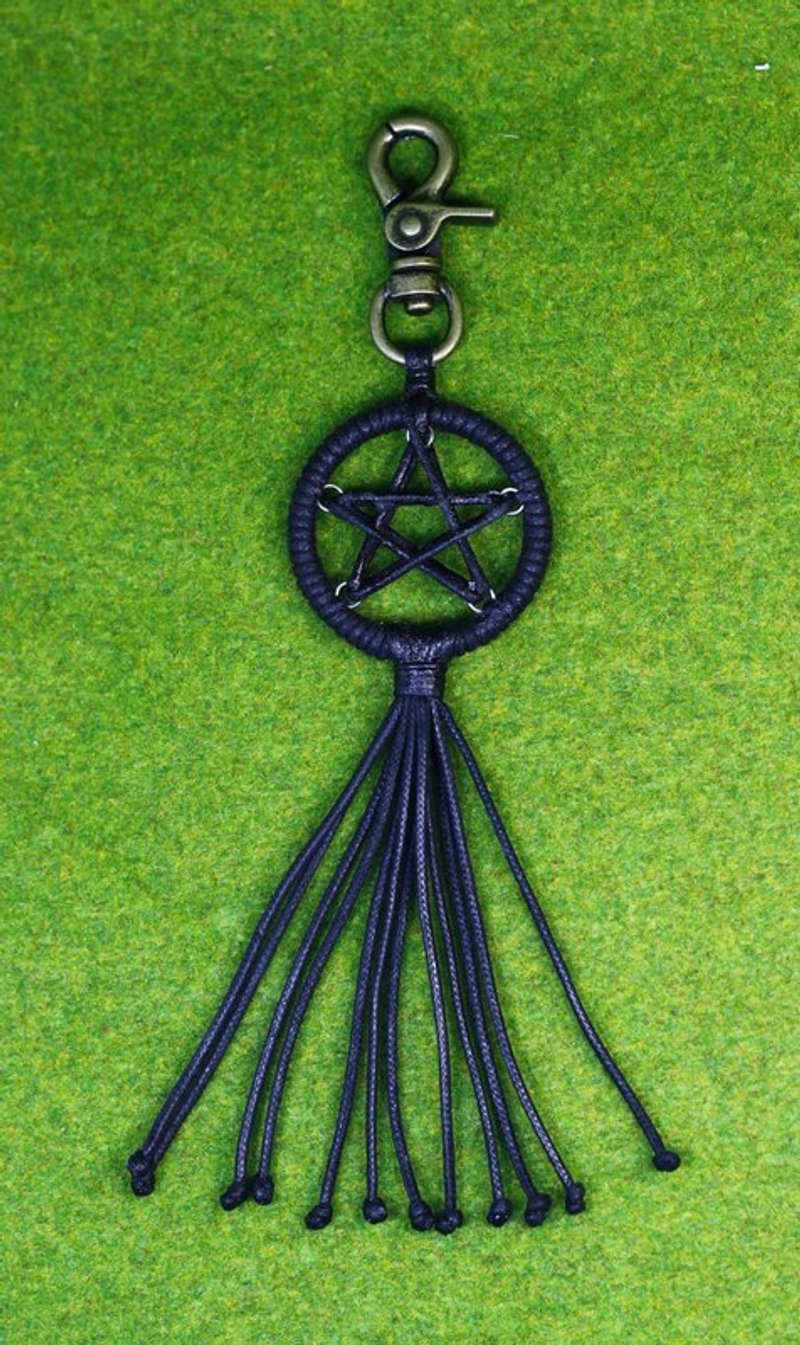 TvT／五角星星捕夢網古銅扣 - 鎖匙扣/鎖匙包 - 棉．麻 黑色