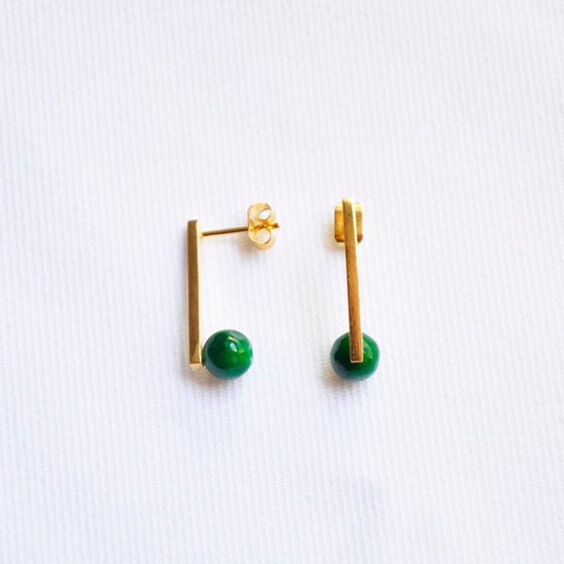 Dotted line-jade ear pin/ear clip // new color-heaven blue: Amazon stone - Earrings & Clip-ons - Gemstone White