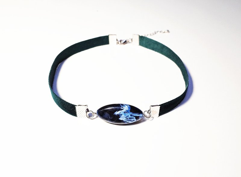 迷霧珠 絨面緞帶頸鍊 (4色/限量) - 項鍊 - 其他材質 藍色
