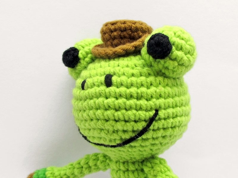 紳士蛙-嬰兒手搖鈴-手工彌月禮 - 滿月禮物 - 壓克力 綠色