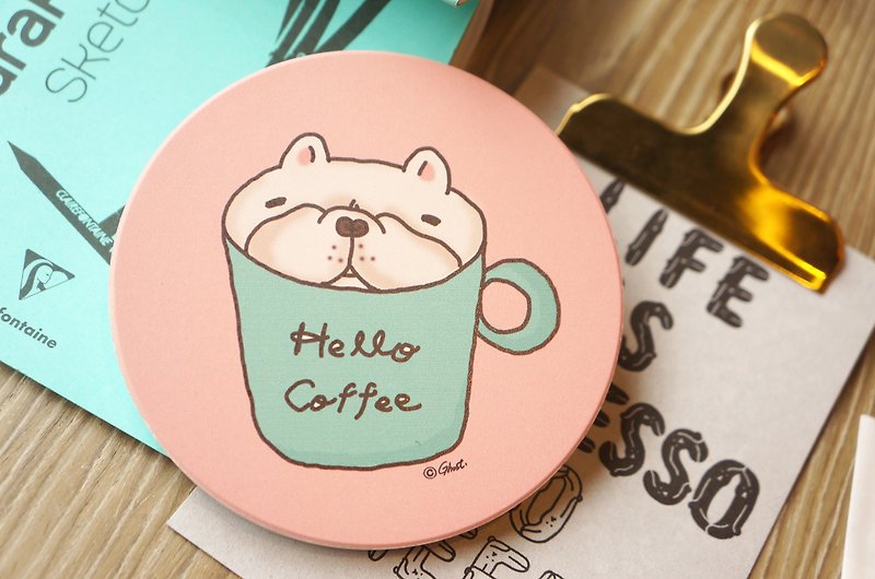 (Sold out) method Doo absorbent coaster - law bucket coffee - Coasters - Other Materials Pink