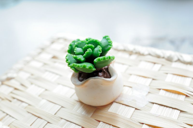 Sweet Dream☆Mini Clay Bionic Succulent Plant Small Pot/Tian Zhang - Items for Display - Clay Green